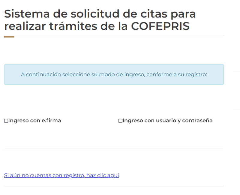 Sistema de solicitud de citas para realizar trámites de la COFEPRIS