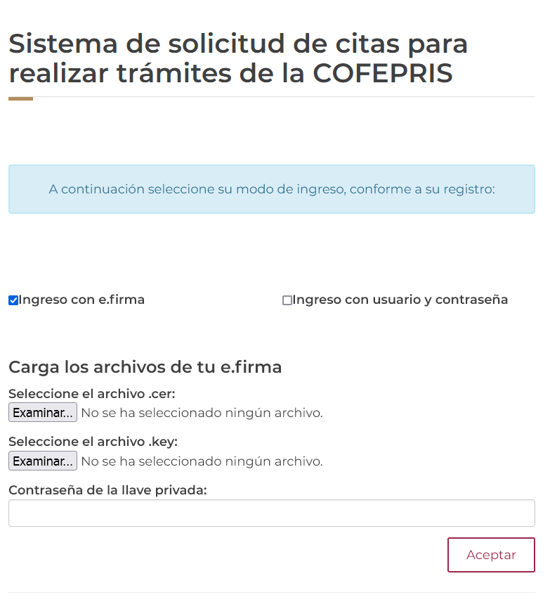 Inicio de sesión con e.firma