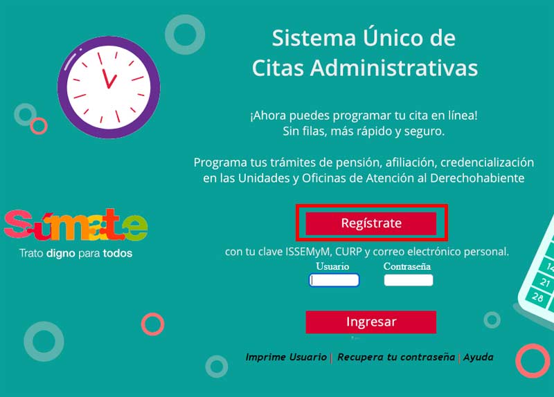 Registrarse en el Sistema Único de Citas Administrativas del ISSEMyM