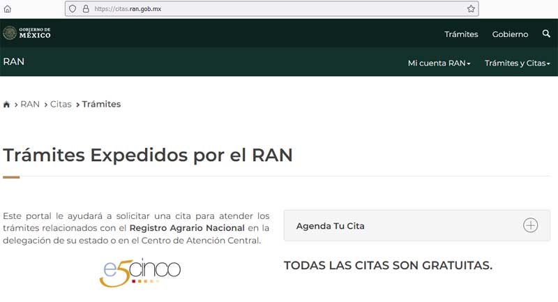 Ingresar página web del RAN