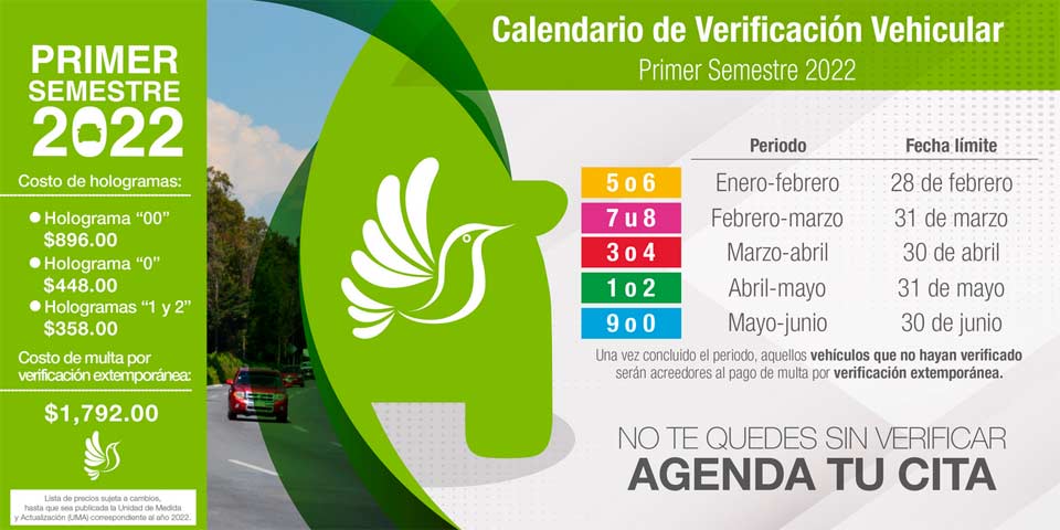 Calendario de verificación vehicular y el costo en el Estado de México