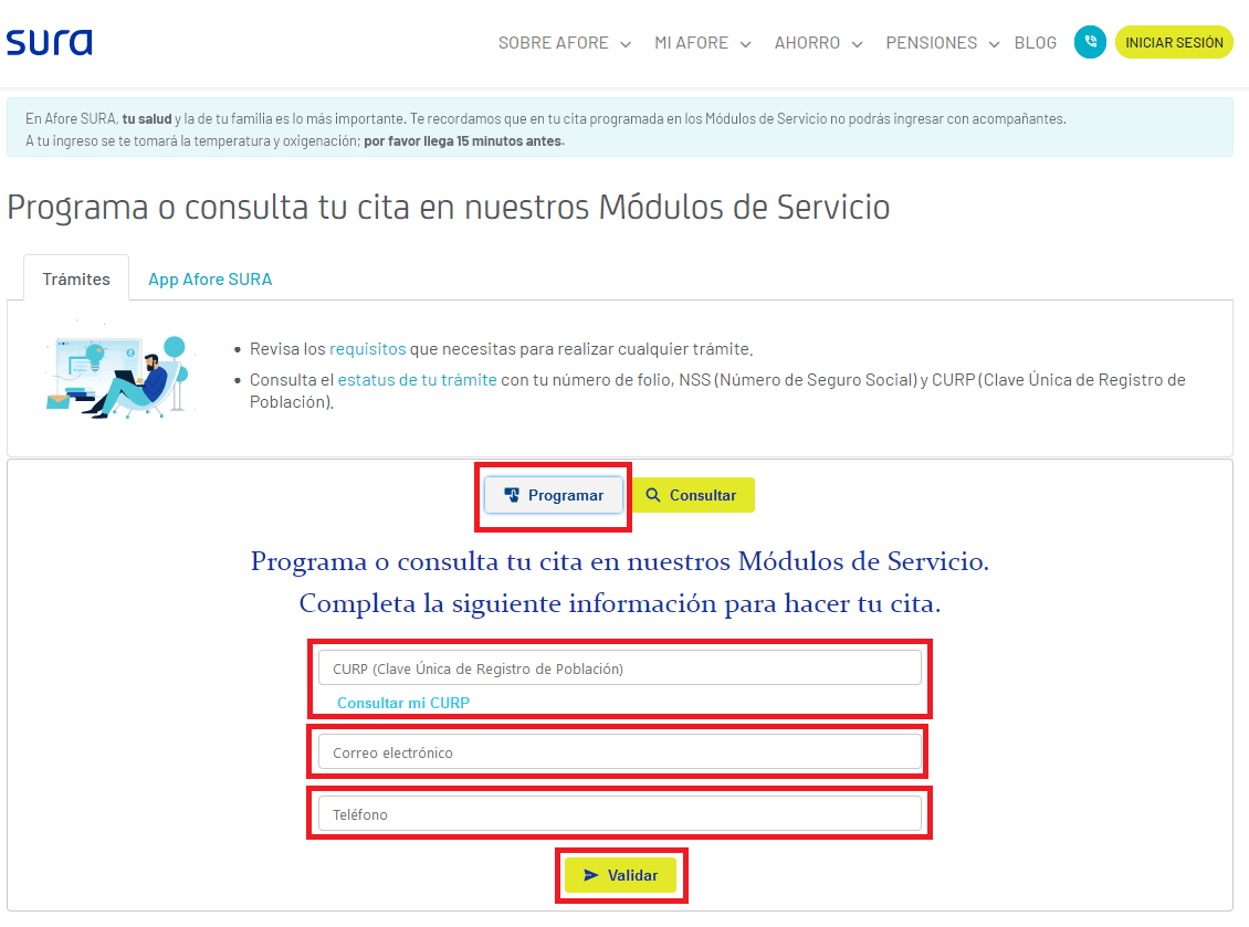 Cómo sacar una cita en la página web de Afore Sura