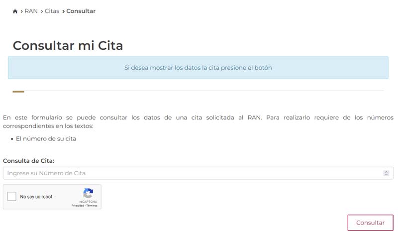 Consultar cita RAN