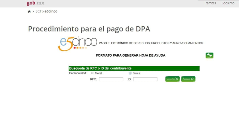 Ingresar página web para generar la hoja de pago