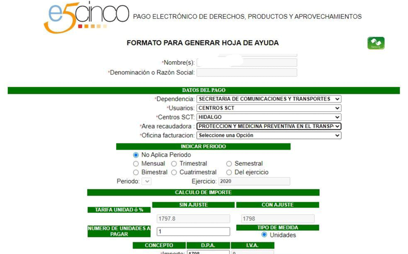 Seleccionar Área Recaudadora