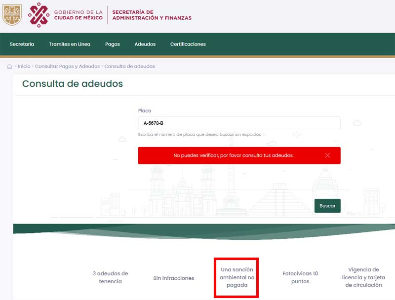 sanción ambiental no pagada