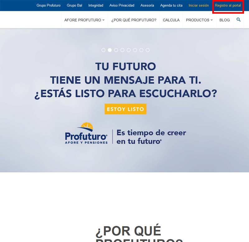 Cómo registrarse en la página web de Afore Profuturo - Registro al Portal