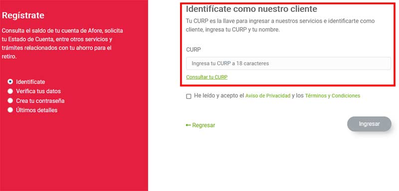 rellenar datos personales para registrarse en la página web de XXI Banorte