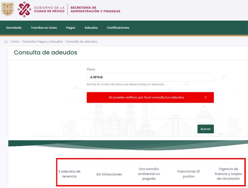 Sedema No Puedes Verificar - Multas Pendientes